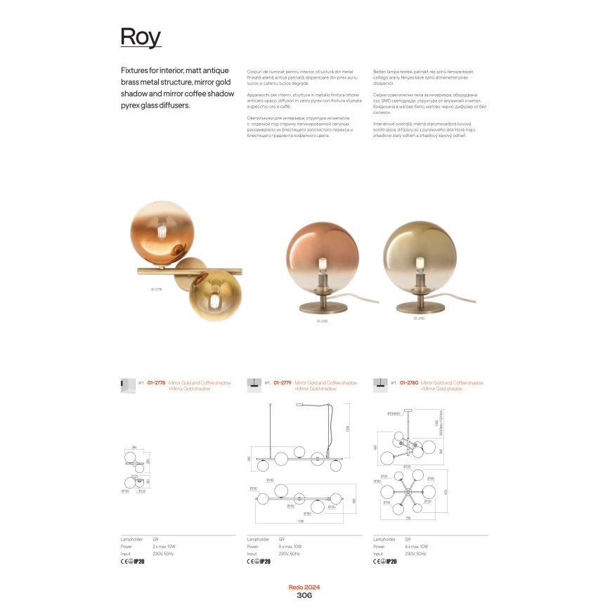 Redo 01-2784 - Stolna lampa ROY 2xG9/10W/230V