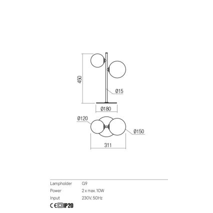 Redo 01-2784 - Stolna lampa ROY 2xG9/10W/230V