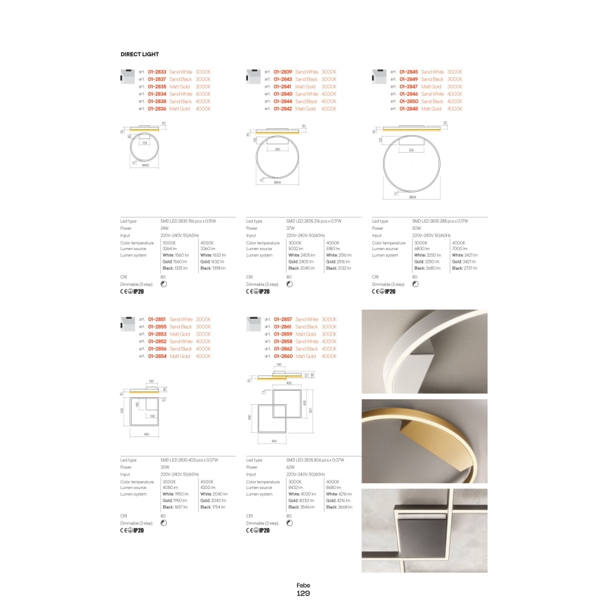 Redo 01-2817 - LED Prigušiva zidna svjetiljka FEBE LED/24W/230V zlatna