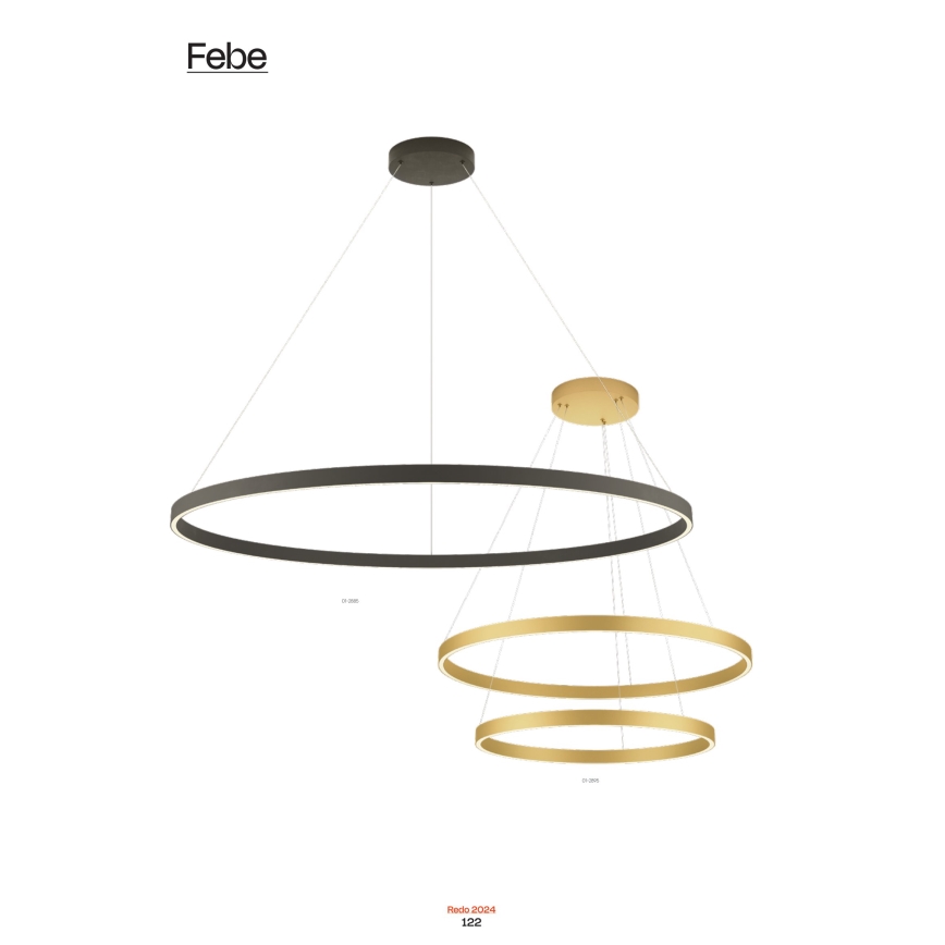 Redo 01-2865 - LED luster s mogućnošću prigušivanja na sajli FEBE LED/37W/230V zlatni