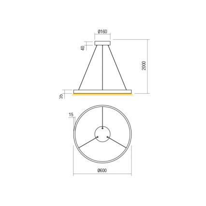 Redo 01-2865 - LED Prigušivi luster na sajli FEBE LED/37W/230V zlatna