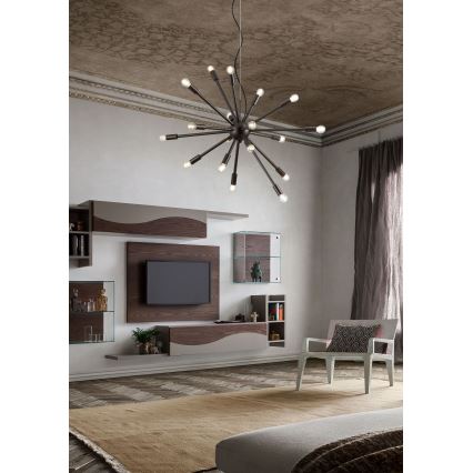 Redo 01-2934 - Viseći luster STELLAR na užetu, 12xE14/25W/230V, crni