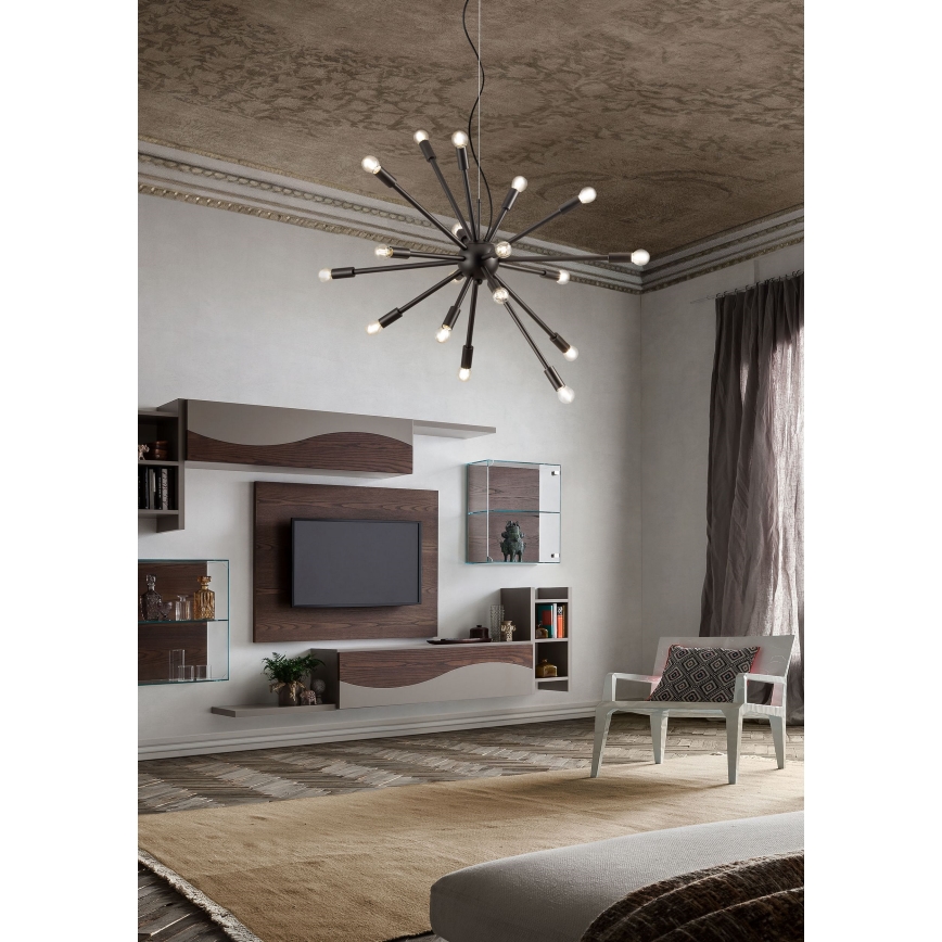 Redo 01-2934 - Viseći luster STELLAR na užetu, 12xE14/25W/230V, crni