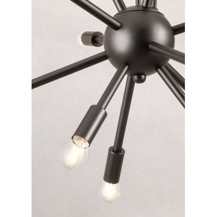 Redo 01-2934 - Viseći luster STELLAR na užetu, 12xE14/25W/230V, crni