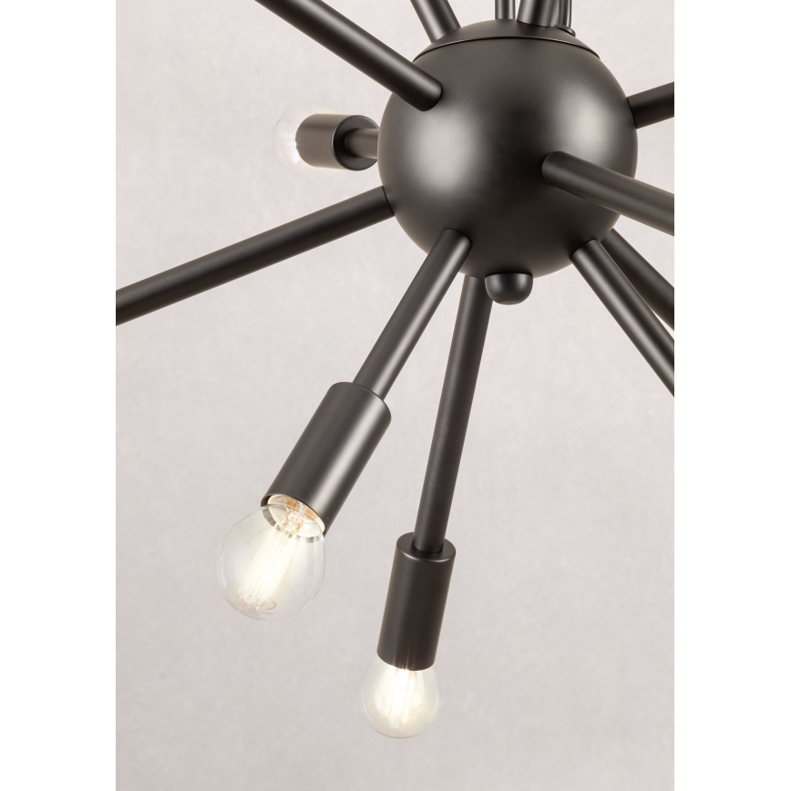 Redo 01-2934 - Viseći luster STELLAR na užetu, 12xE14/25W/230V, crni