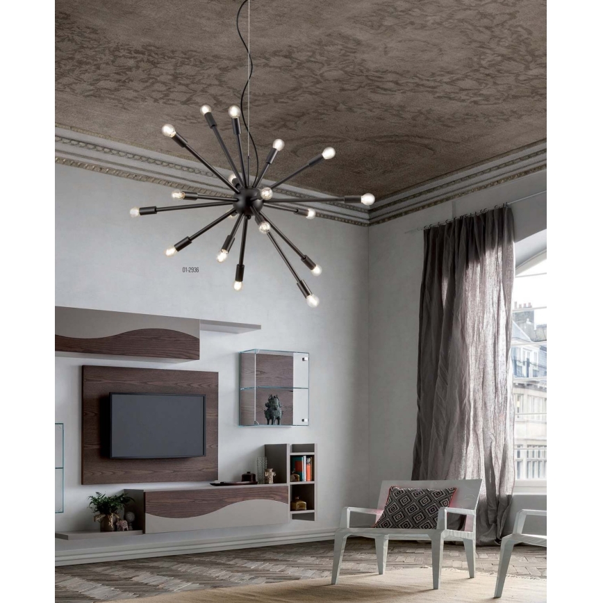 Redo 01-2936 - Luster na sajli STELLAR 18xE14/25W/230V crna