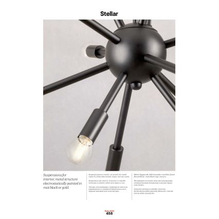 Redo 01-2936 - Luster na sajli STELLAR 18xE14/25W/230V crna