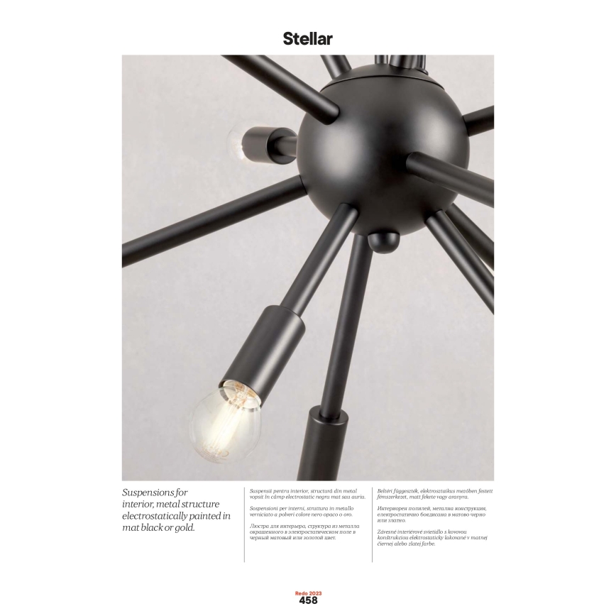 Redo 01-2936 - Luster na sajli STELLAR 18xE14/25W/230V crna