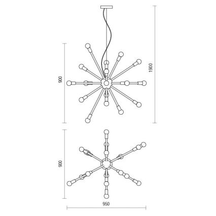 Redo 01-2936 - Luster na sajli STELLAR 18xE14/25W/230V crna