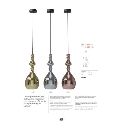Redo 01-2937 - Luster na sajli AMBIX 1xE27/42W/230V Ø 18 cm zlatna