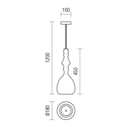 Redo 01-2938 - Luster na sajli AMBIX 1xE27/42W/230V Ø 18 cm siva