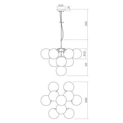 Redo 01-2940 - Luster na sajli AGAPE 10xE14/28W/230V zlatna