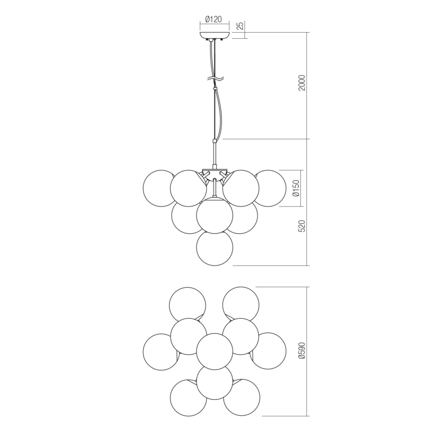 Redo 01-2940 - Luster na sajli AGAPE 10xE14/28W/230V zlatna