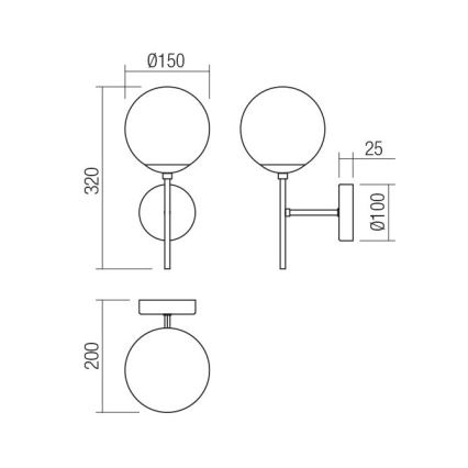 Redo 01-2942 - Zidna svjetiljka MUNDI 1xE14/28W/230V bakrena/dimna