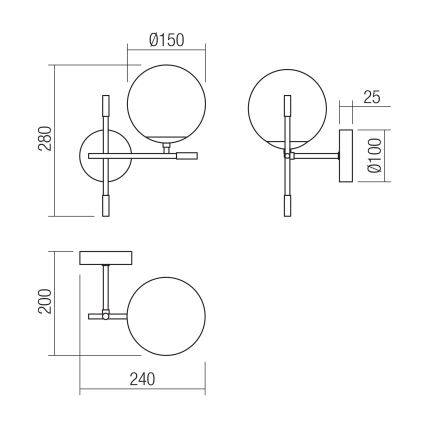 Redo 01-2944 - Zidna svjetiljka ESSENTIAL 1xE14/28W/230V desna