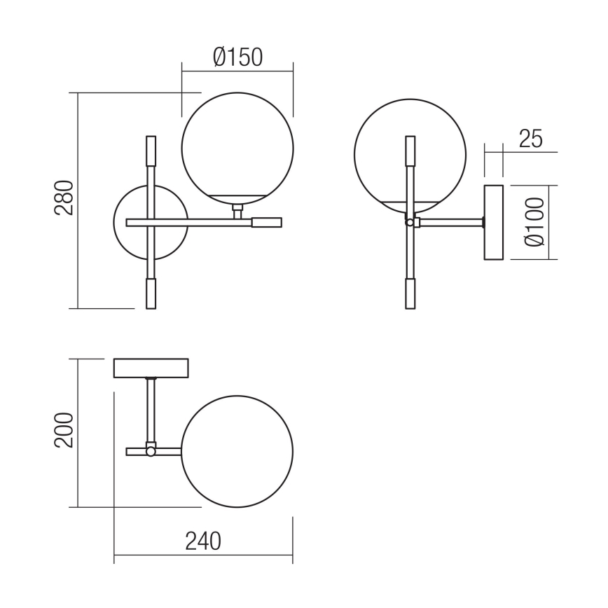 Redo 01-2944 - Zidna svjetiljka ESSENTIAL 1xE14/28W/230V desna