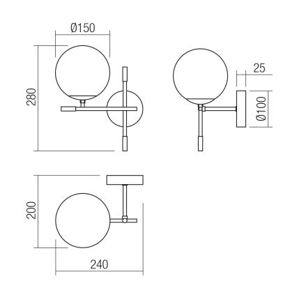 Redo 01-2945 - Zidna svjetiljka ESSENTIAL 1xE14/28W/230V lijeva