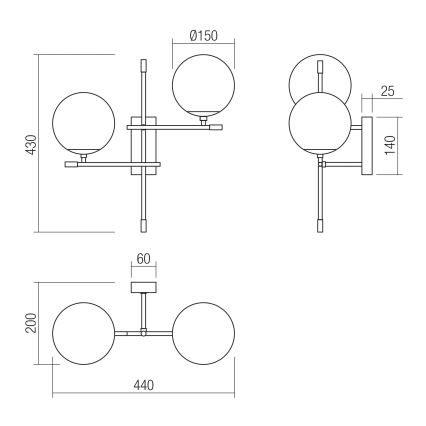 Redo 01-2947 - Zidna svjetiljka ESSENTIAL 2xE14/28W/230V