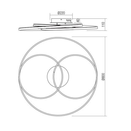 Redo 01-2975 - LED Stropna svjetiljka CENTRIX LED/92W/230V crna