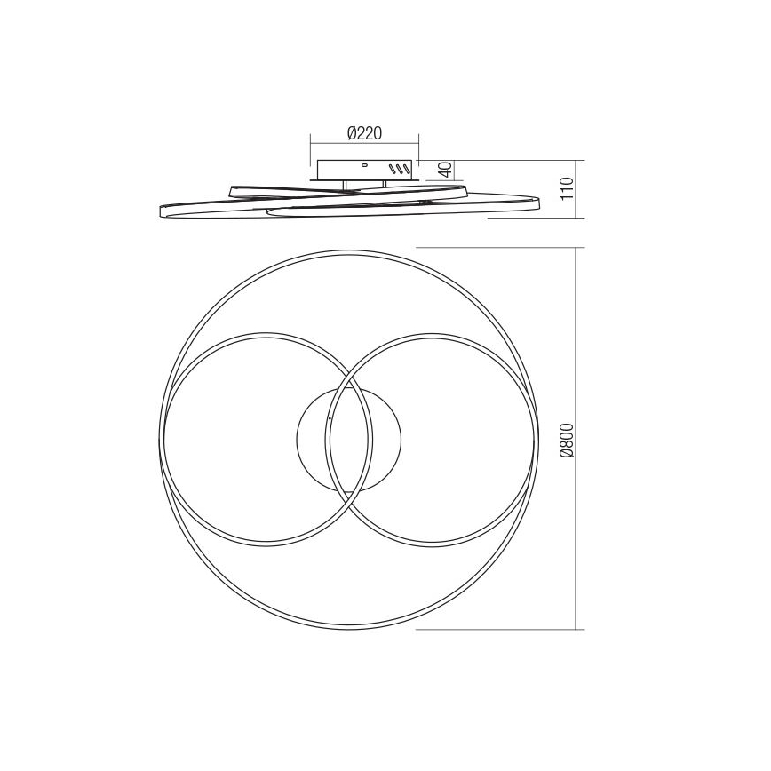 Redo 01-2975 - LED Stropna svjetiljka CENTRIX LED/92W/230V crna