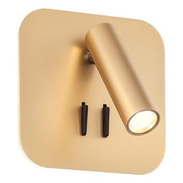 Redo 01-2977 - LED zidna svjetiljka QUDA LED/6W/230V + LED/3W 3000K CRI 90 USB zlatna