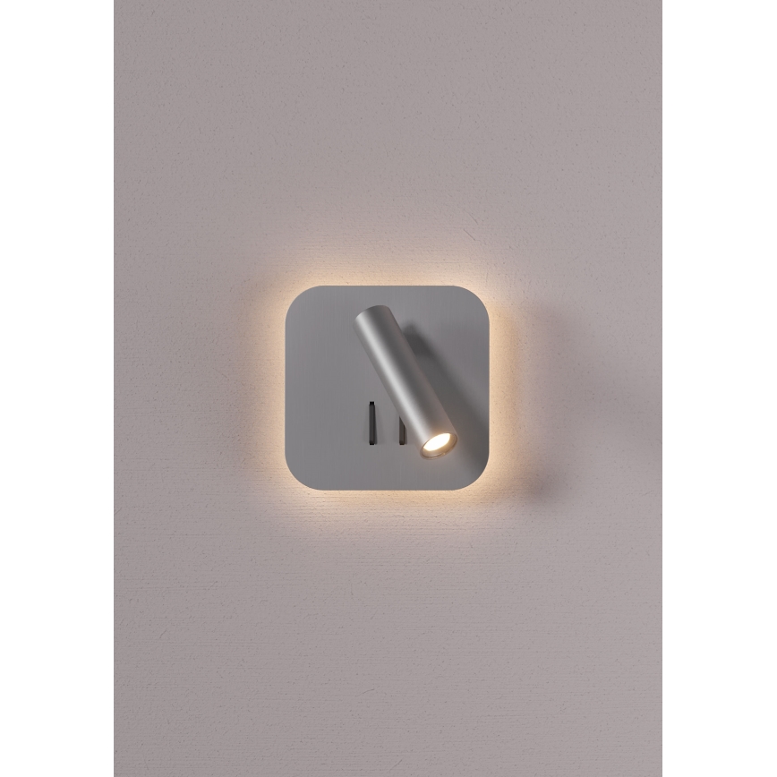 Redo 01-2978 - LED zidna svjetiljka QUDA LED/6W/230V + LED/3W 3000K CRI 90 matirani krom