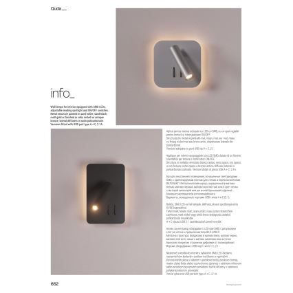 Redo 01-2978 - LED zidna svjetiljka QUDA LED/6W/230V + LED/3W 3000K CRI 90 matirani krom