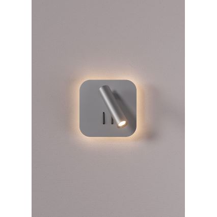 Redo 01-2978 - LED zidna svjetiljka QUDA LED/6W/230V + LED/3W 3000K CRI 90 USB matni krom