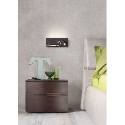 Redo 01-2985 - LED Zidna reflektorska svjetiljka BROOK LED/8W/230V + LED/3W USB CRI 90 crna lijeva