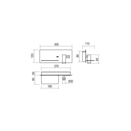 Redo 01-2985 - LED Zidna reflektorska svjetiljka BROOK LED/8W/230V + LED/3W USB CRI 90 crna lijeva