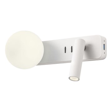 Redo 01-2991 - LED zidna svjetiljka OASIS LED/3W/230V + 1xG9/10W USB CRI 90 bijela