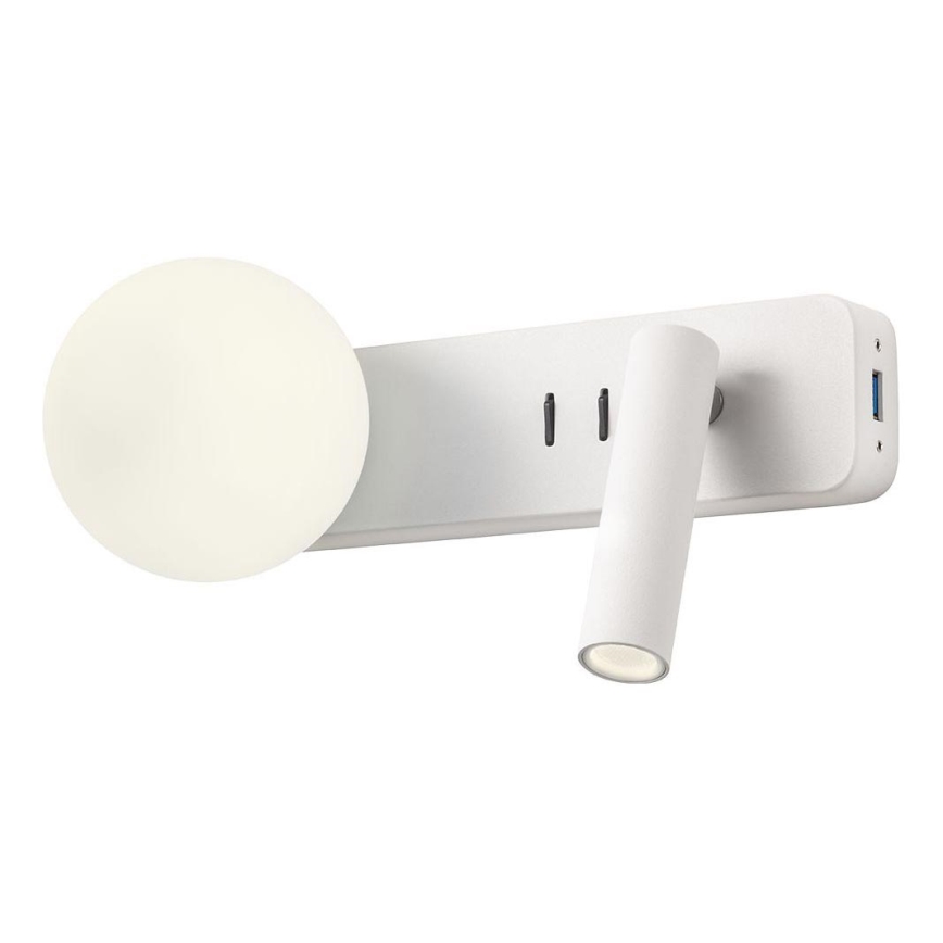 Redo 01-2991 - LED zidna svjetiljka OASIS LED/3W/230V + 1xG9/10W USB CRI 90 bijela