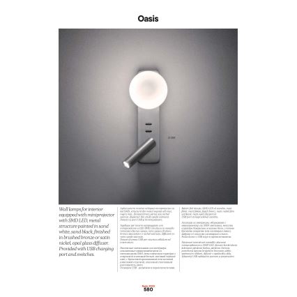 Redo 01-2991 - LED zidna svjetiljka OASIS LED/3W/230V + 1xG9/10W USB CRI 90 bijela