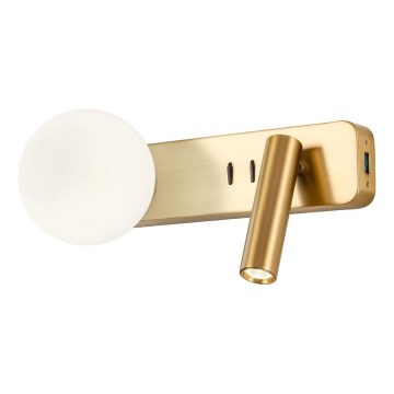 Redo 01-2992 - LED zidna svjetiljka OASIS LED/3W/230V + 1xG9/10W USB CRI 90 brončana