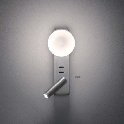Redo 01-2993 - LED zidna svjetiljka OASIS LED/3W/230V + 1xG9/10W USB CRI 90 sjajni krom