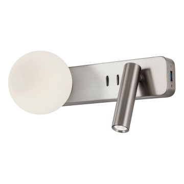 Redo 01-2993 - LED zidna svjetiljka OASIS LED/3W/230V + 1xG9/10W USB CRI 90 sjajni krom