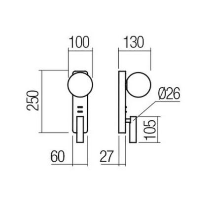 Redo 01-2994 - LED zidna svjetiljka OASIS LED/3W/230V + 1xG9/10W USB CRI 90 crna