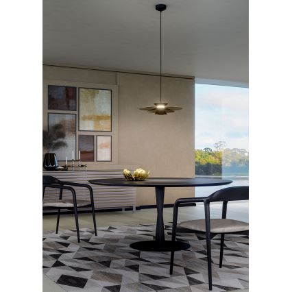 Redo 01-3001 - LED luster na sajli FARGO LED/16,5W/230V CRI 90 Ø 50 cm crna/zlatna