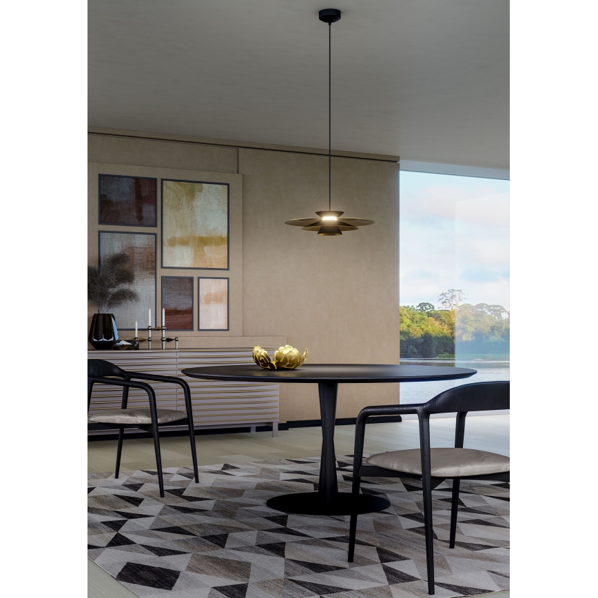 Redo 01-3001 - LED luster na sajli FARGO LED/16,5W/230V CRI 90 Ø 50 cm crna/zlatna