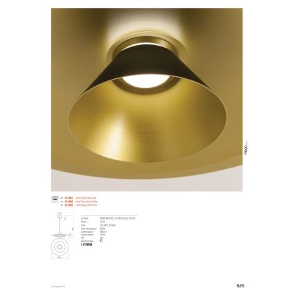 Redo 01-3001 - LED luster na sajli FARGO LED/16,5W/230V CRI 90 Ø 50 cm crna/zlatna