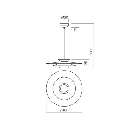 Redo 01-3001 - LED luster na sajli FARGO LED/16,5W/230V CRI 90 Ø 50 cm crna/zlatna