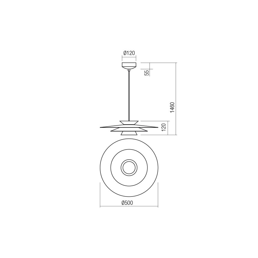 Redo 01-3001 - LED luster na sajli FARGO LED/16,5W/230V CRI 90 Ø 50 cm crna/zlatna