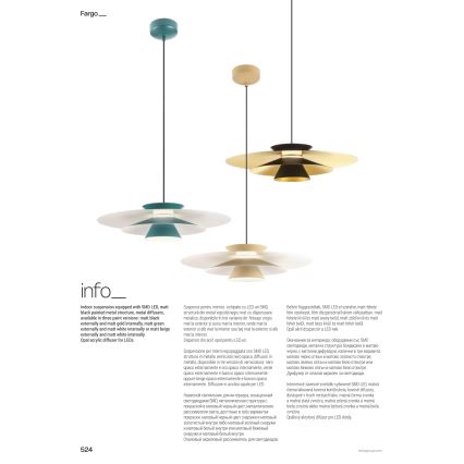 Redo 01-3003 - LED luster na sajli FARGO LED/16,5W/230V CRI 90 promjer 50 cm bež/bijela