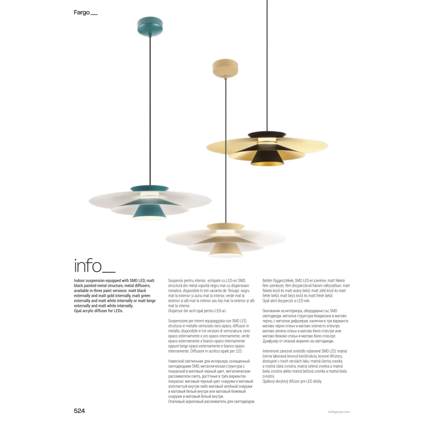 Redo 01-3003 - LED luster na sajli FARGO LED/16,5W/230V CRI 90 promjer 50 cm bež/bijela