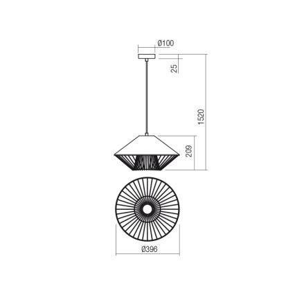 Redo 01-3004 - Luster na kabelu GRILL 1xE27/42W/230V pr. 39,6 cm crna/bijela