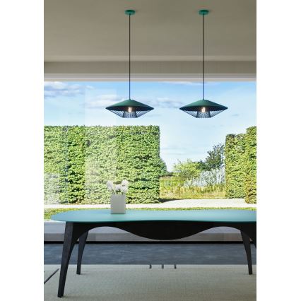 Redo 01-3006 - Luster na sajli GRILL 1xE27/42W/230V promjer 39,6 cm crna/tirkizna