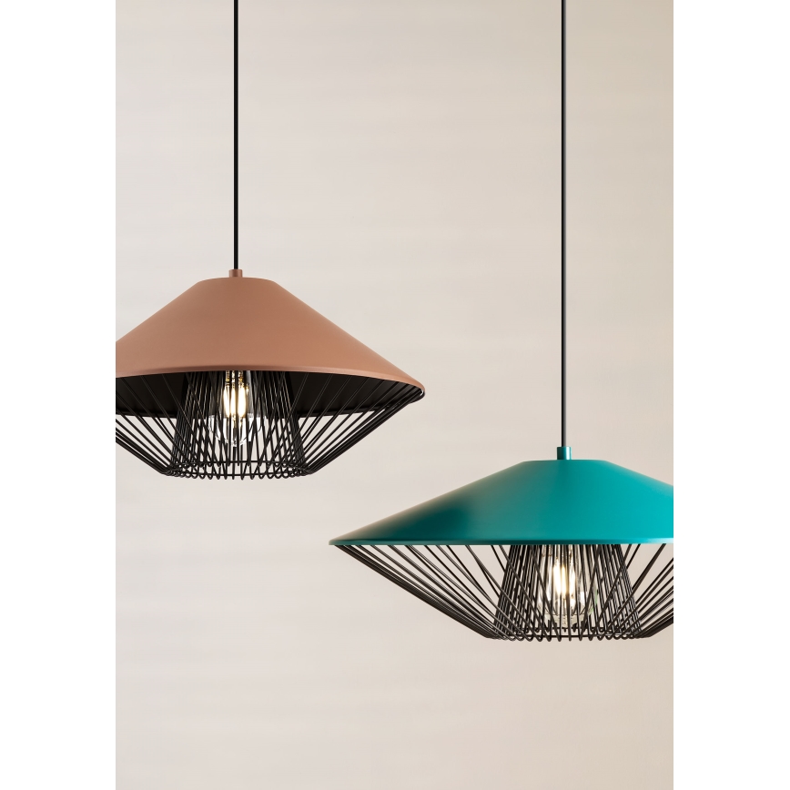 Redo 01-3010 - Viseći luster na kablu GRILL 1xE27/42W/230V Ø 49,5 cm crna/tirkizna