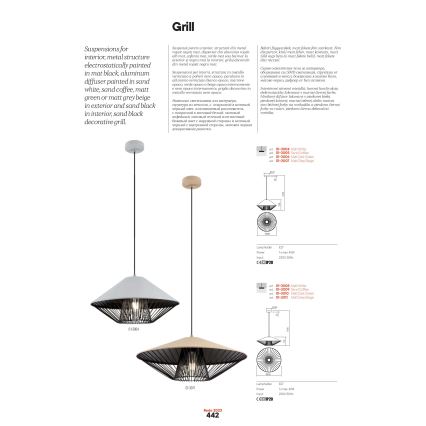 Redo 01-3010 - Viseći luster na kablu GRILL 1xE27/42W/230V Ø 49,5 cm crna/tirkizna