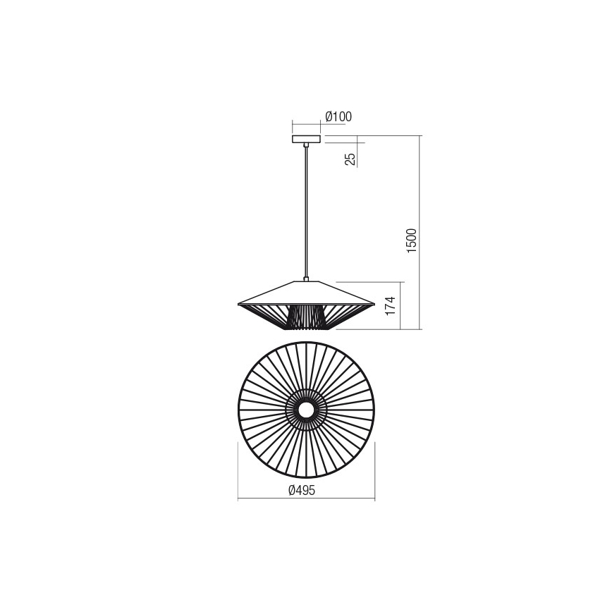 Redo 01-3010 - Viseći luster na kablu GRILL 1xE27/42W/230V Ø 49,5 cm crna/tirkizna
