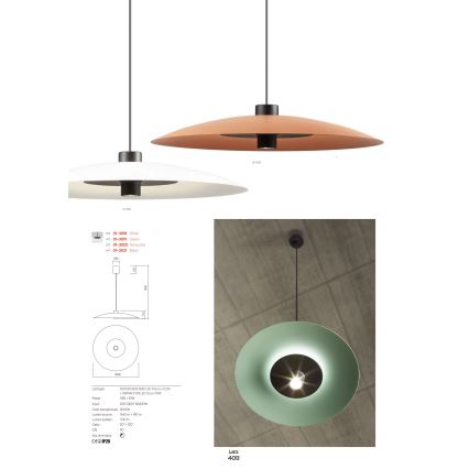Redo 01-3021 - LED luster na sajli LARS LED/14W/230V + LED/10W, promjer 60 cm, CRI 90, crna